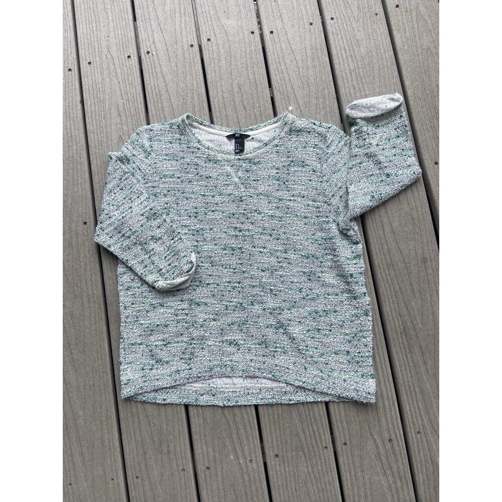 H&M Womens Medium Green White Marled Speckled Knit Pullover Sweater M